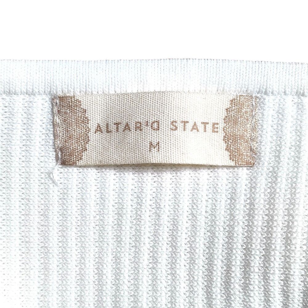 Altar’d State White Ribbed Bodysuit Womens Medium Sleeveless Stretch - Picture 6 of 7